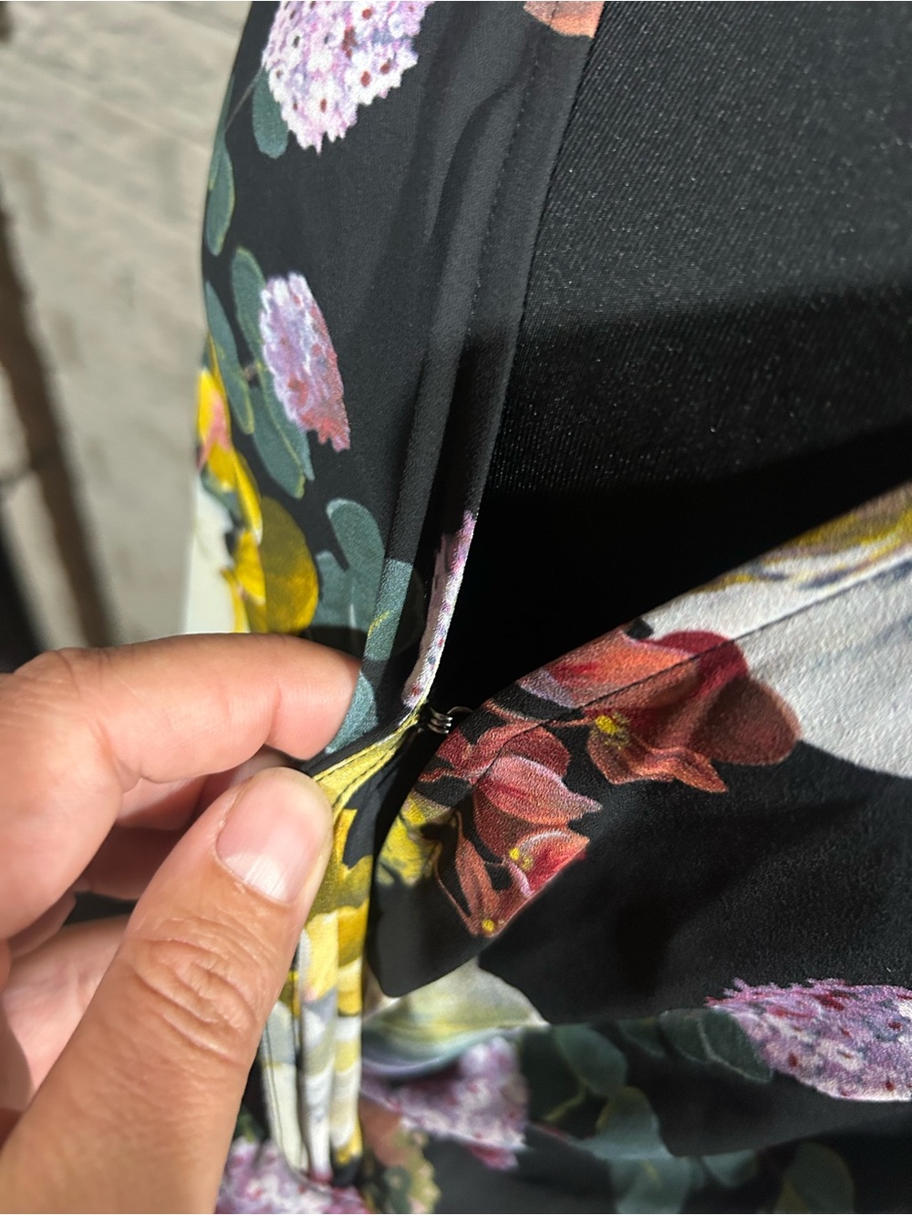 NWT Black Floral Tie-Waist Romper V-Neck Zipper Back Lined Size XL - Picture 7 of 16